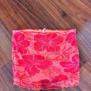 Free People Coral and Pink Floral Top